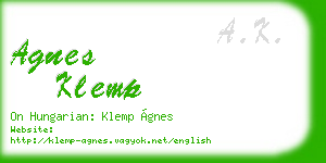 agnes klemp business card
